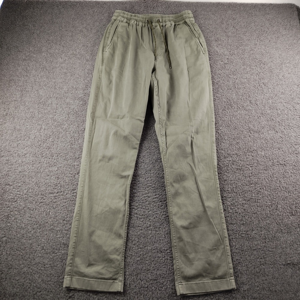 Faherty Pants Mens XS Olive Green Organic Cotton Linen Blend‎ Stretch Waist